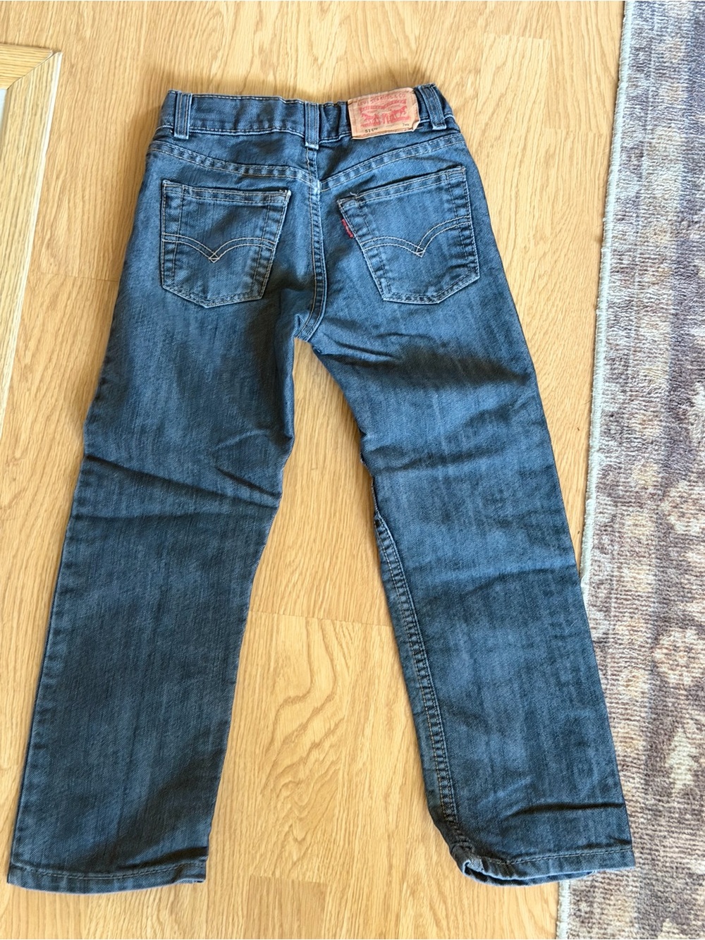Levi’s 514 Boys Slim Straight Jeans Size 7 Regular Blue Distressed Denim - Picture 3 of 5